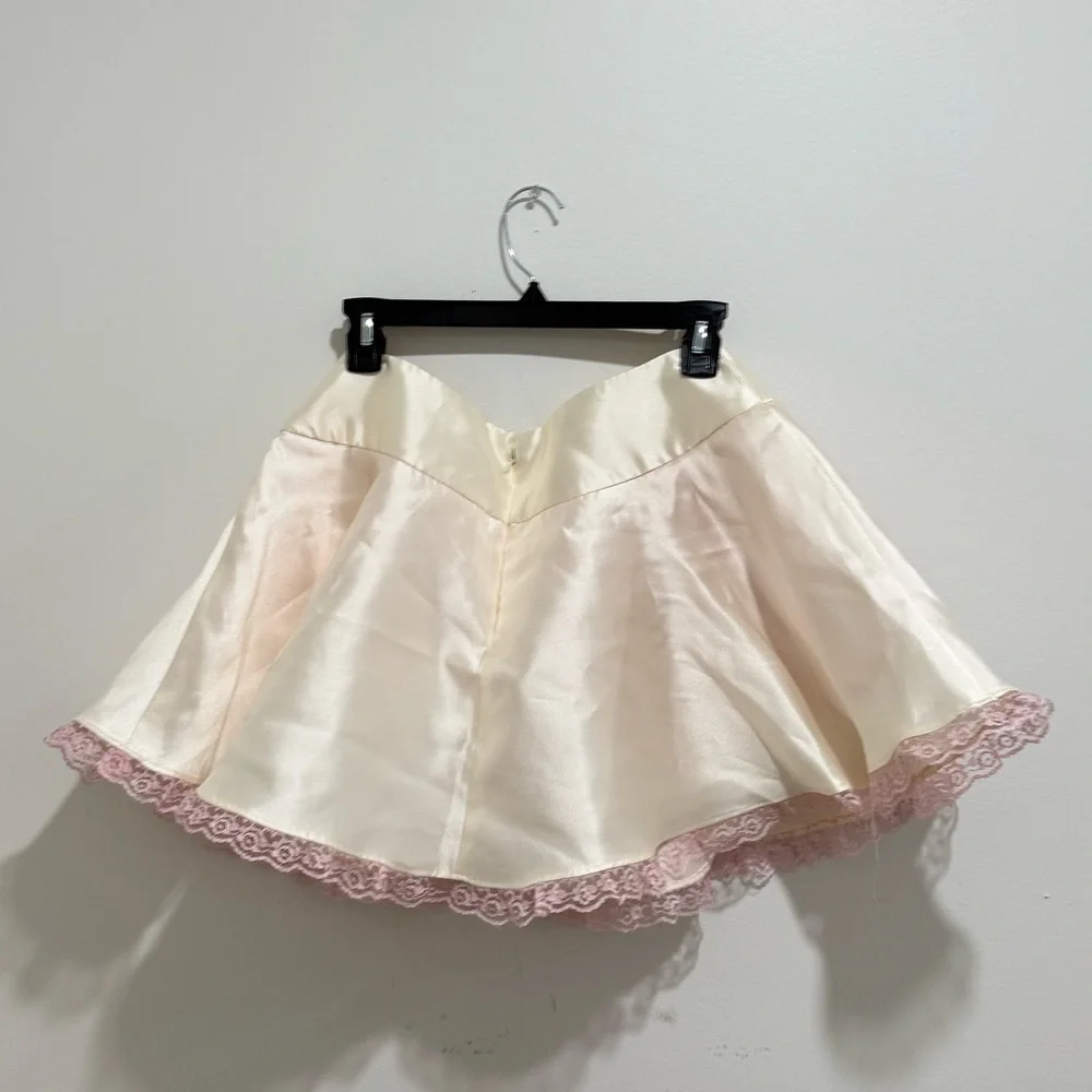 Cream and Pink Satin Lace Skirt - Picture 7 of 7